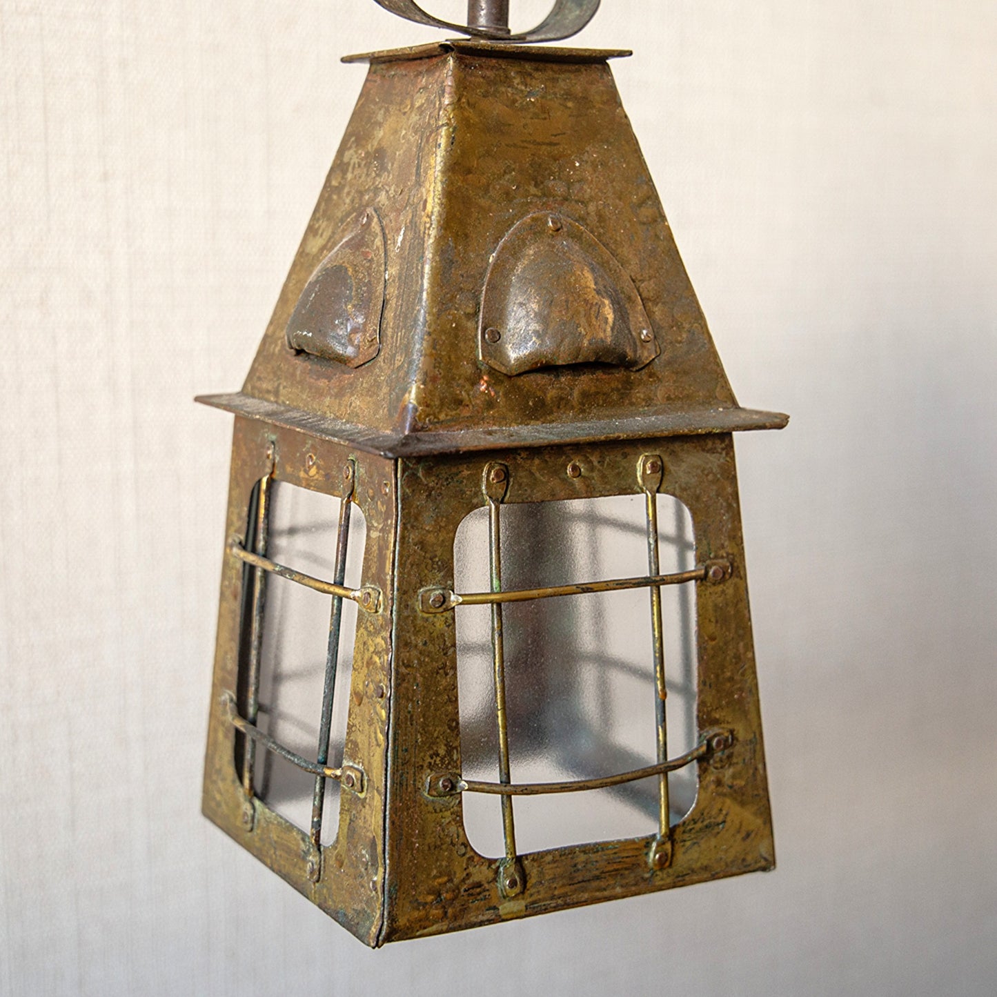 Arts & Crafts Square Brass Lantern
