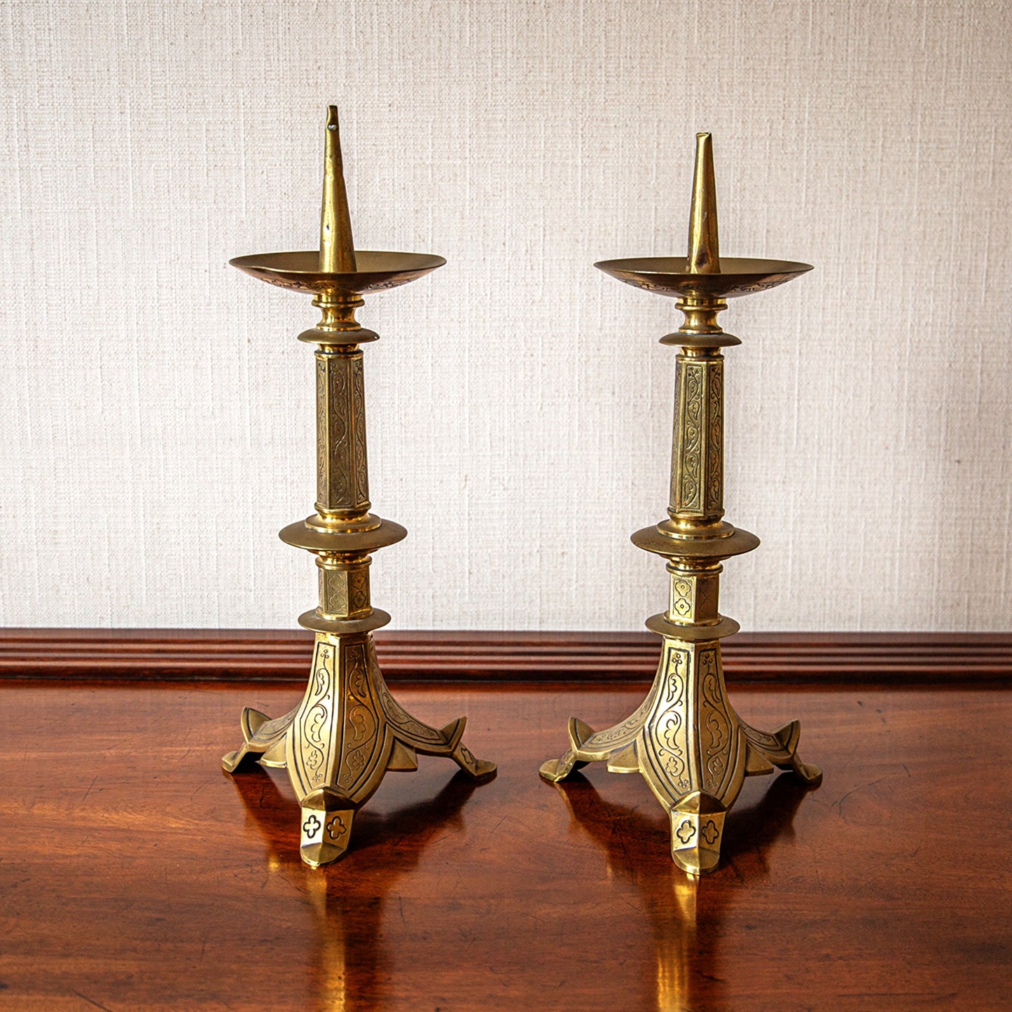 Pair of Brass Pricket Candlesticks