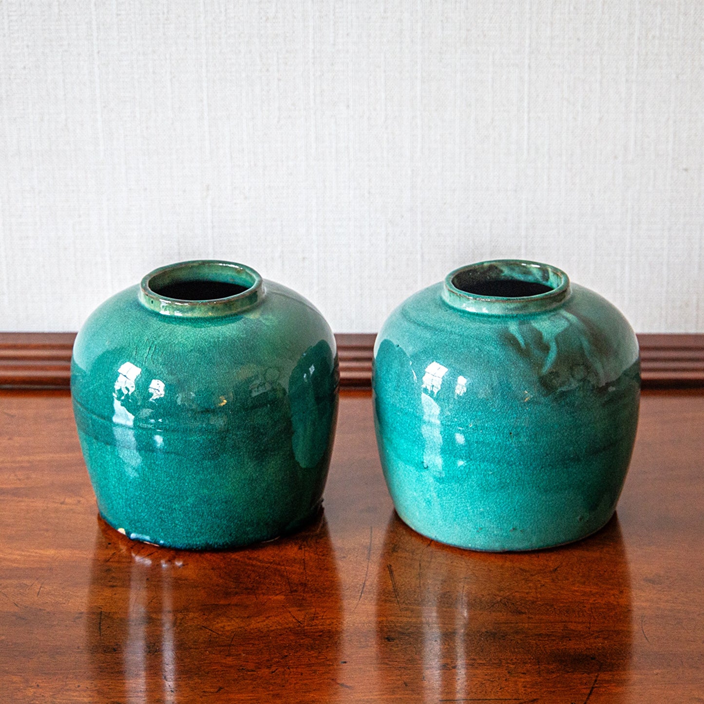 Pair of Small Turquoise Vases