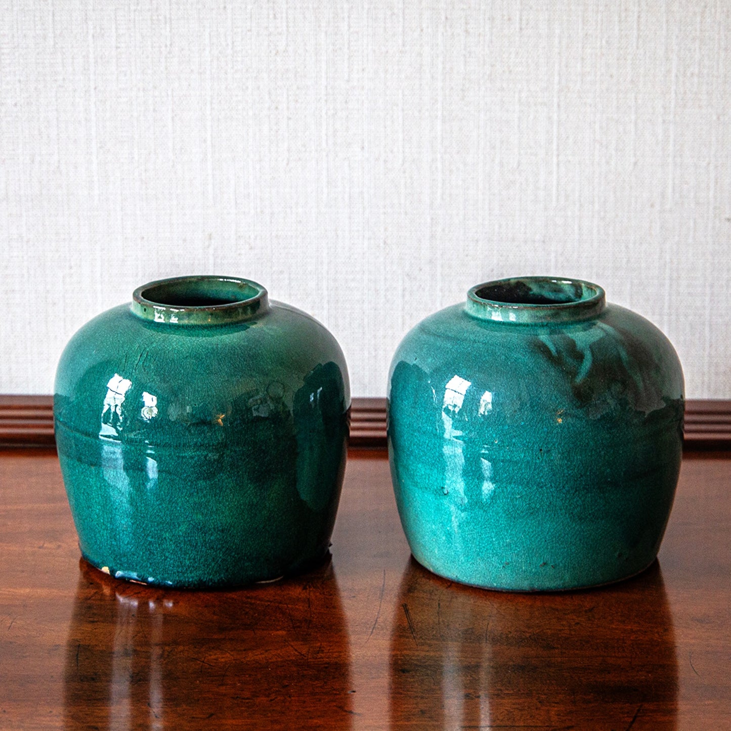 Pair of Small Turquoise Vases