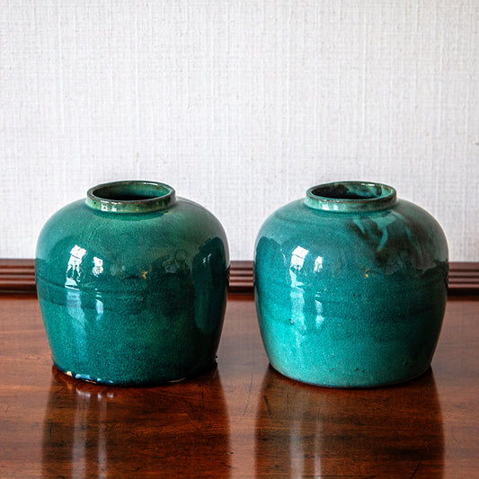 Pair of Small Turquoise Vases