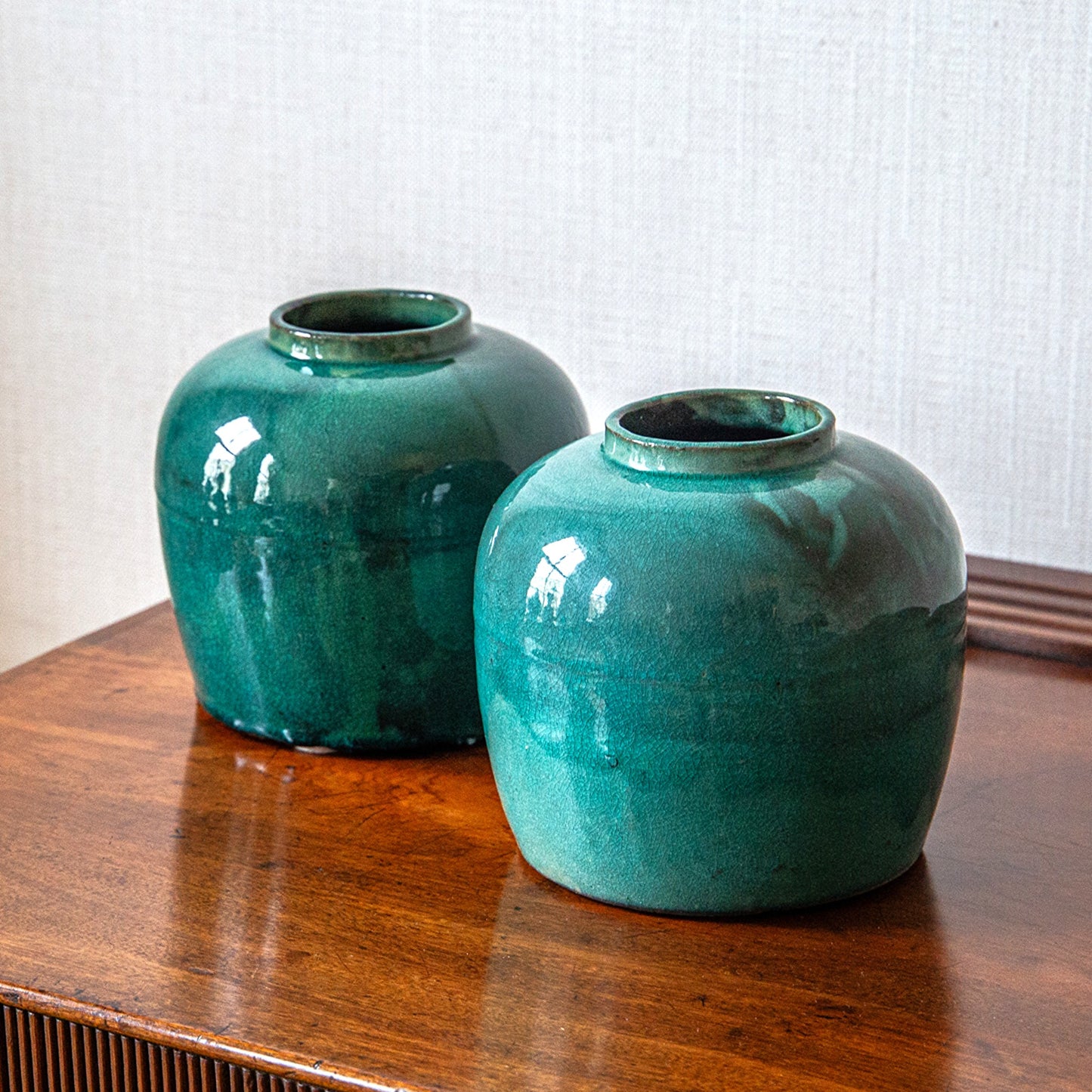 Pair of Small Turquoise Vases