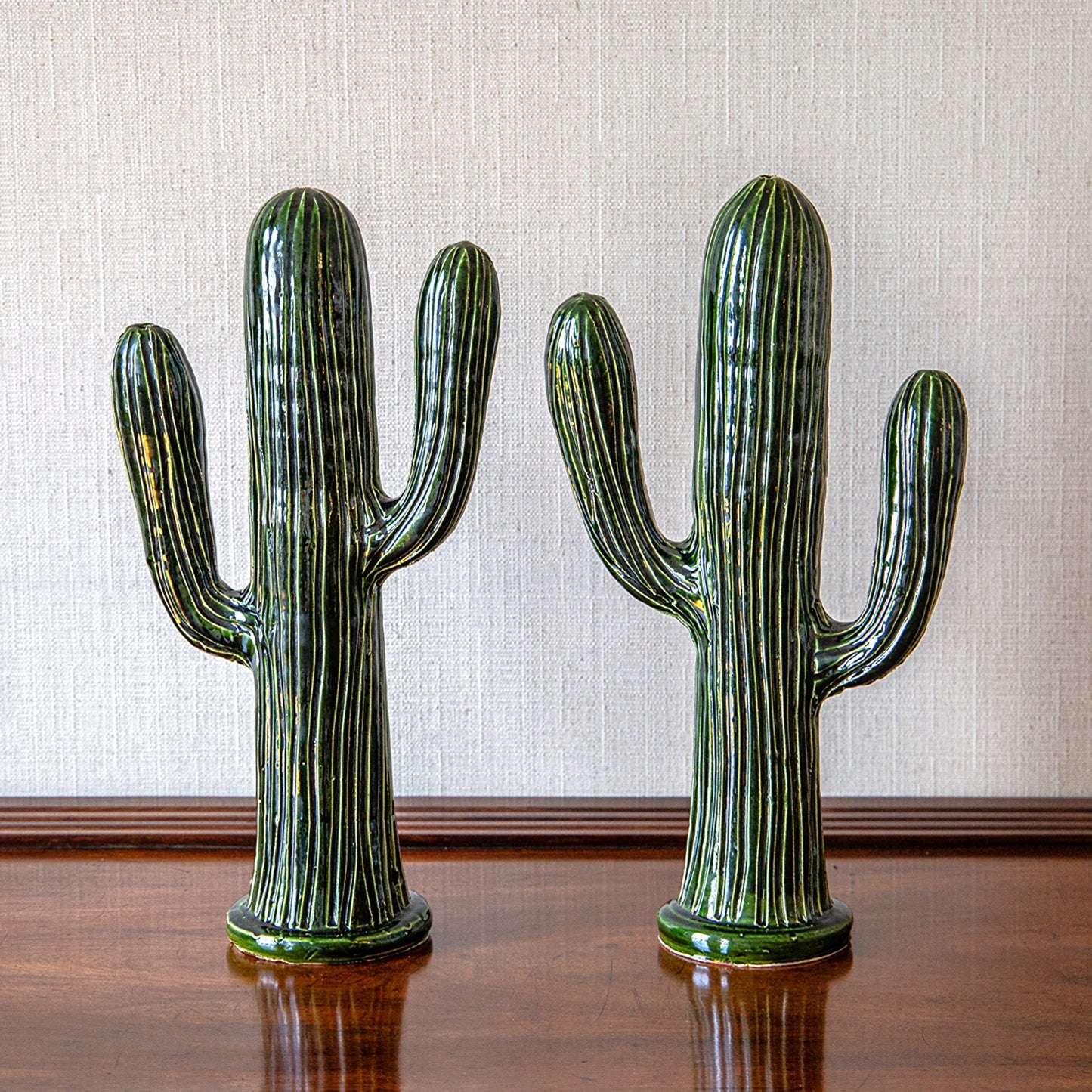 Pair of Ceramic Cactus Lamp Bases
