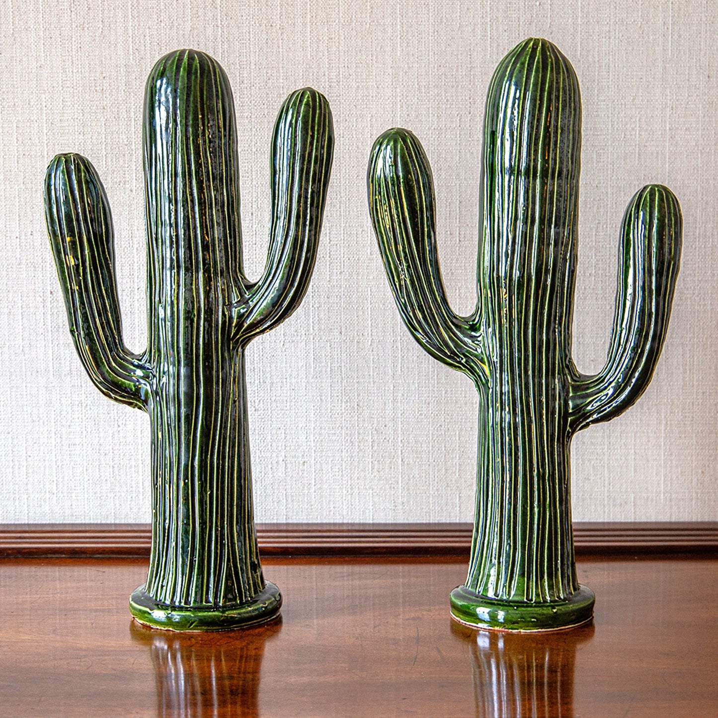Pair of Ceramic Cactus Lamp Bases
