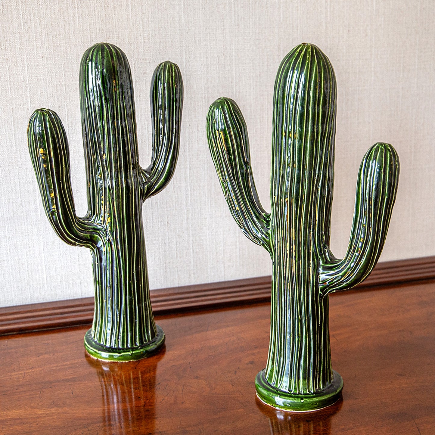Pair of Ceramic Cactus Lamp Bases