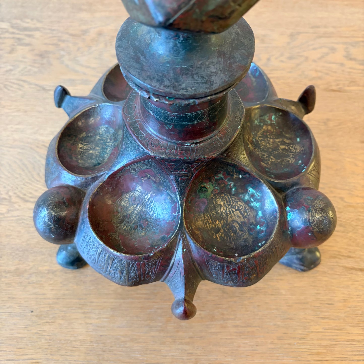 Persian Seljuk Bronze Oil Lamp Stand – Khorasan (Medieval, 11th–13th Century)