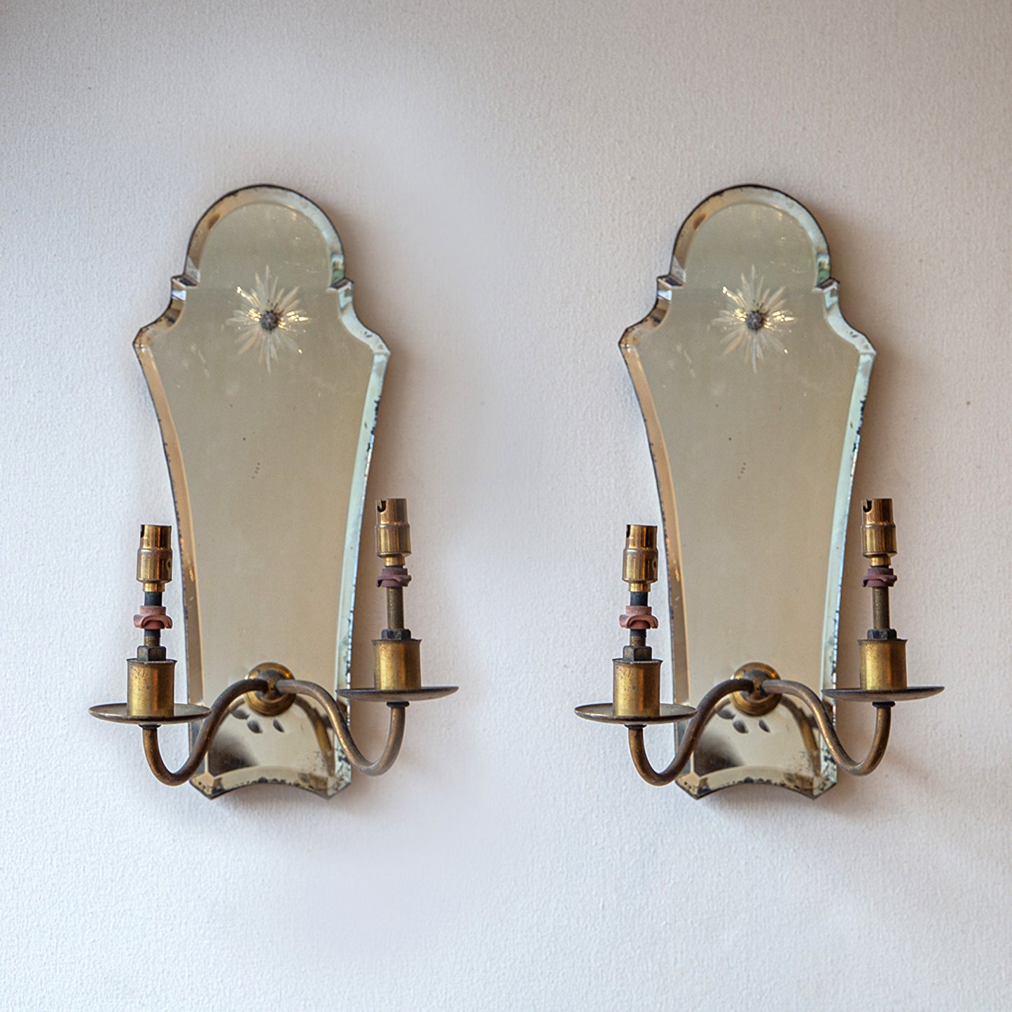 Pair of Mirrored Wall Lights