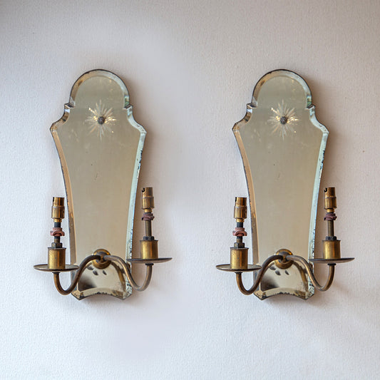 Pair of Mirrored Wall Lights