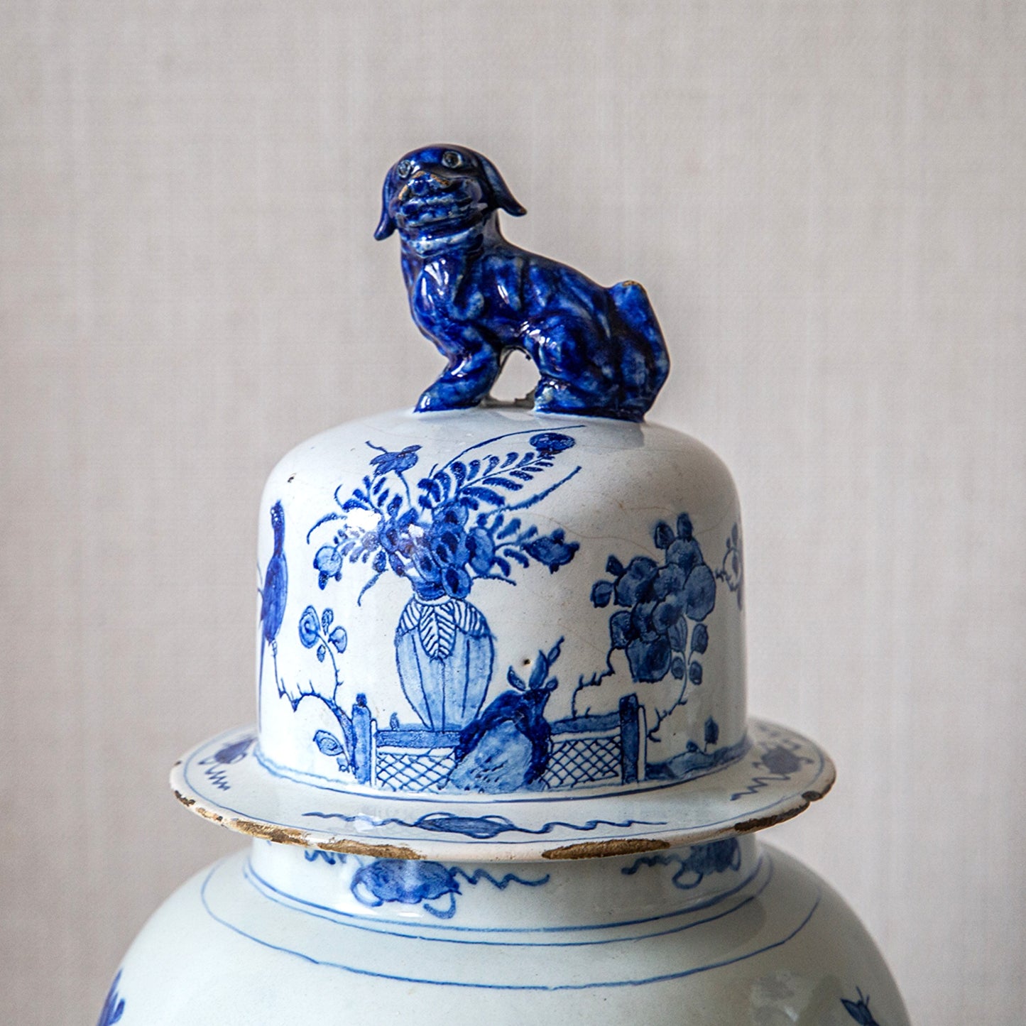 Pair of Large Delft Vases and Covers