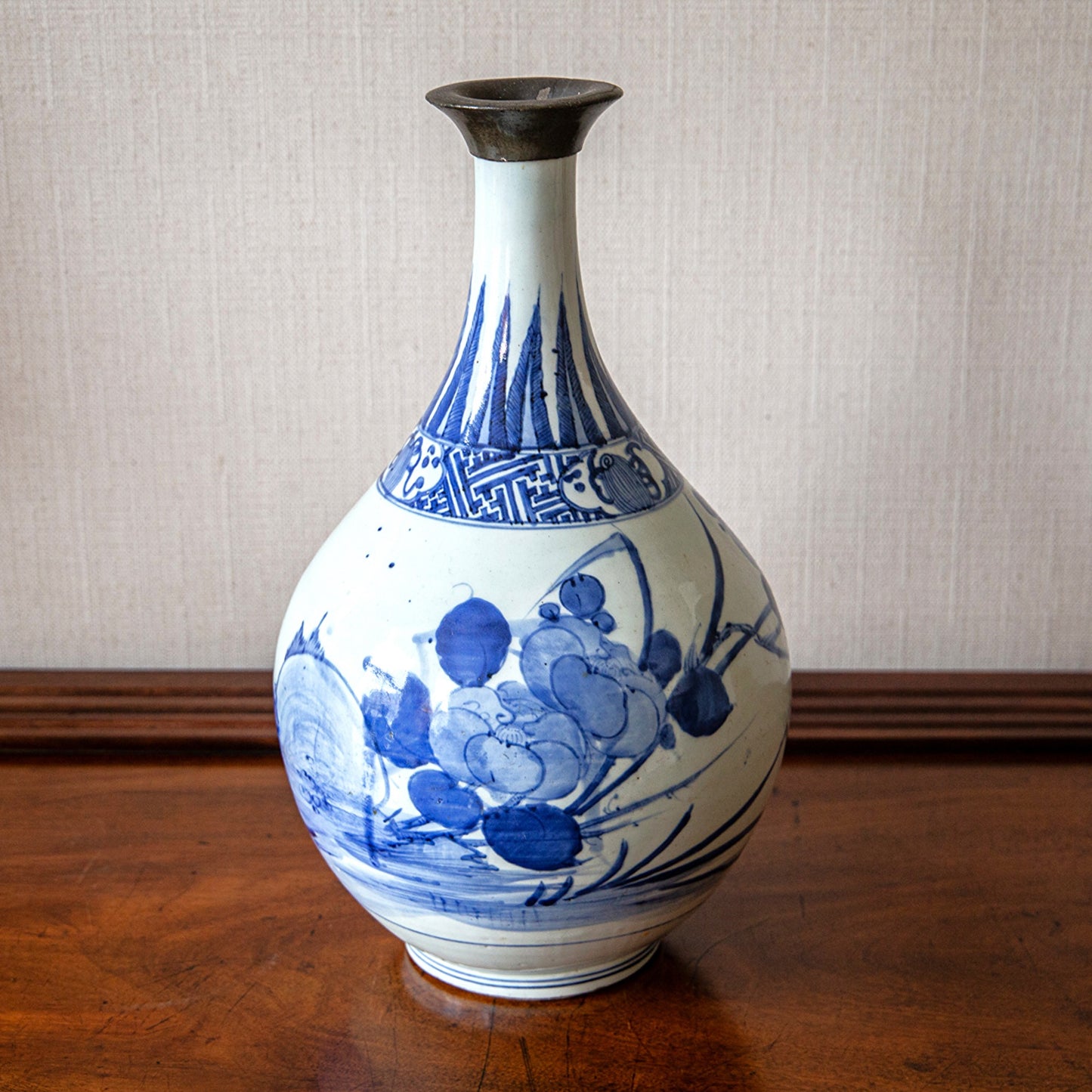 Large Japanese Arita Bottle Vase