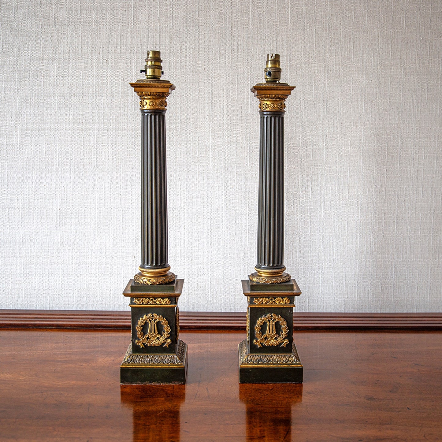 Pair of Columnar Oil Table Lamps