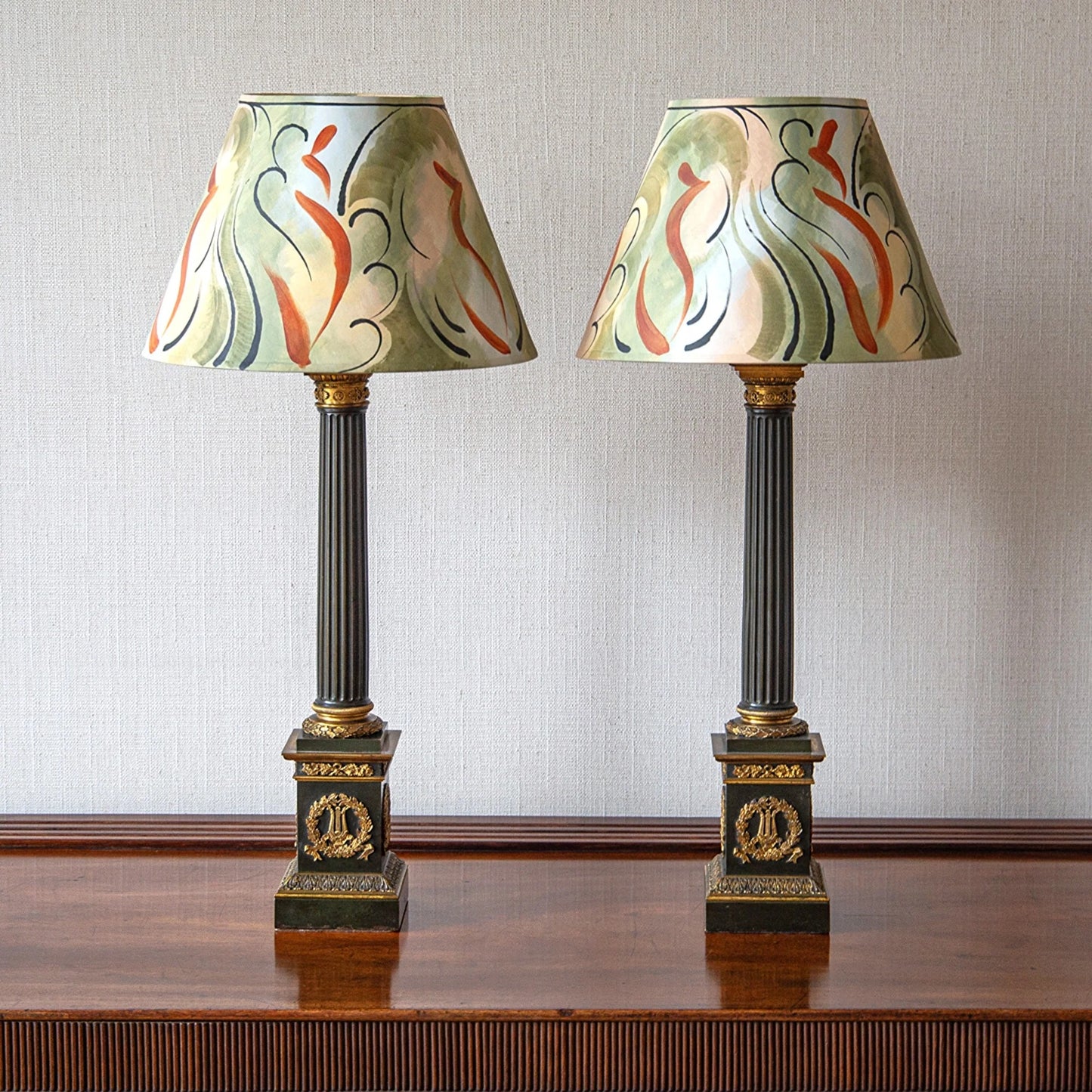 Pair of Columnar Oil Table Lamps