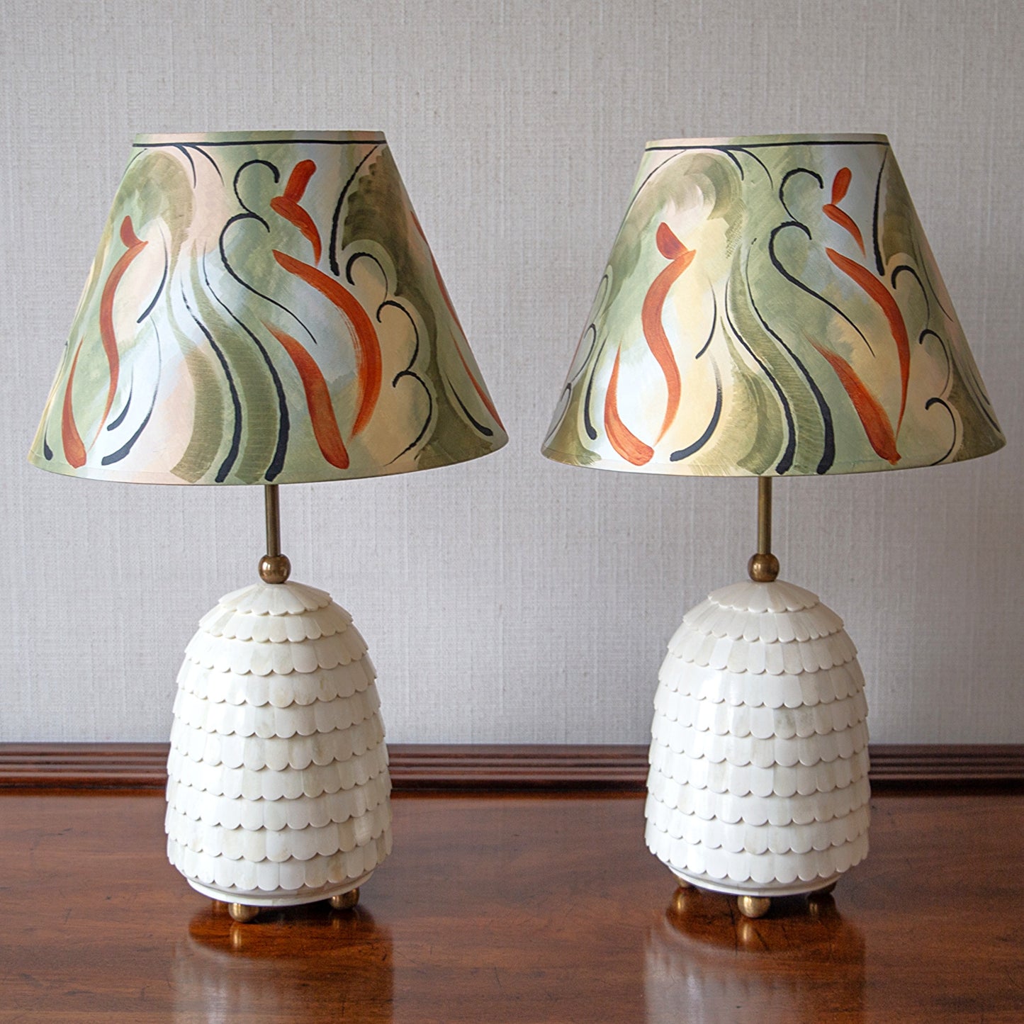 Pair of Bone Beehive Lamps