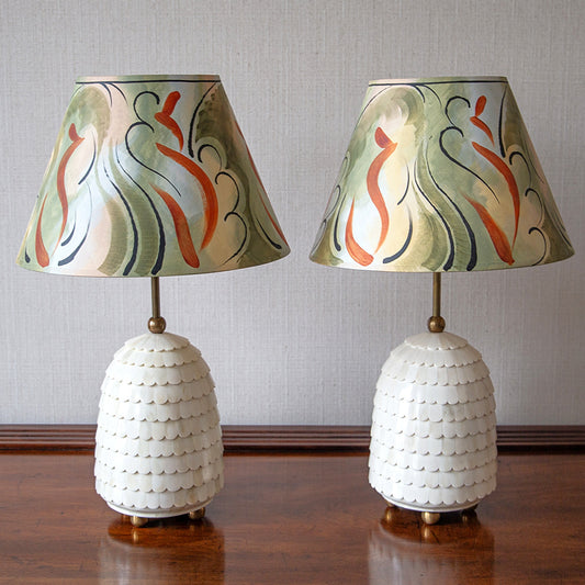 Pair of Bone Beehive Lamps
