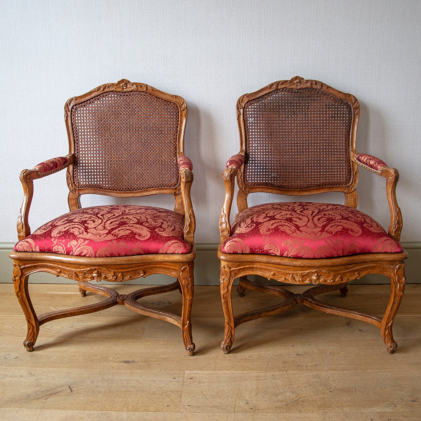 Pair of Carved Beechwood Armchairs by Jean Avisse