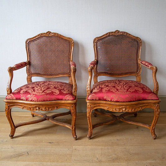 Pair of Carved Beechwood Armchairs by Jean Avisse
