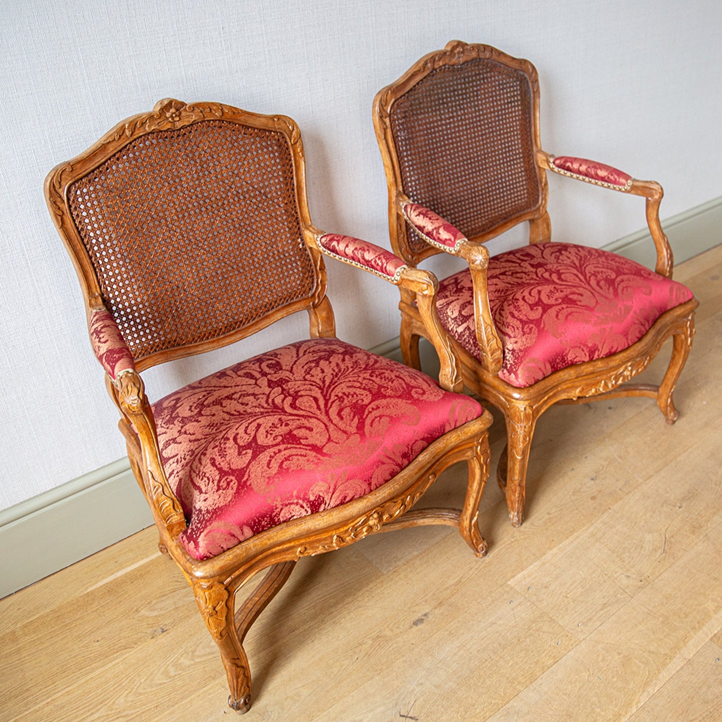 Pair of Carved Beechwood Armchairs by Jean Avisse