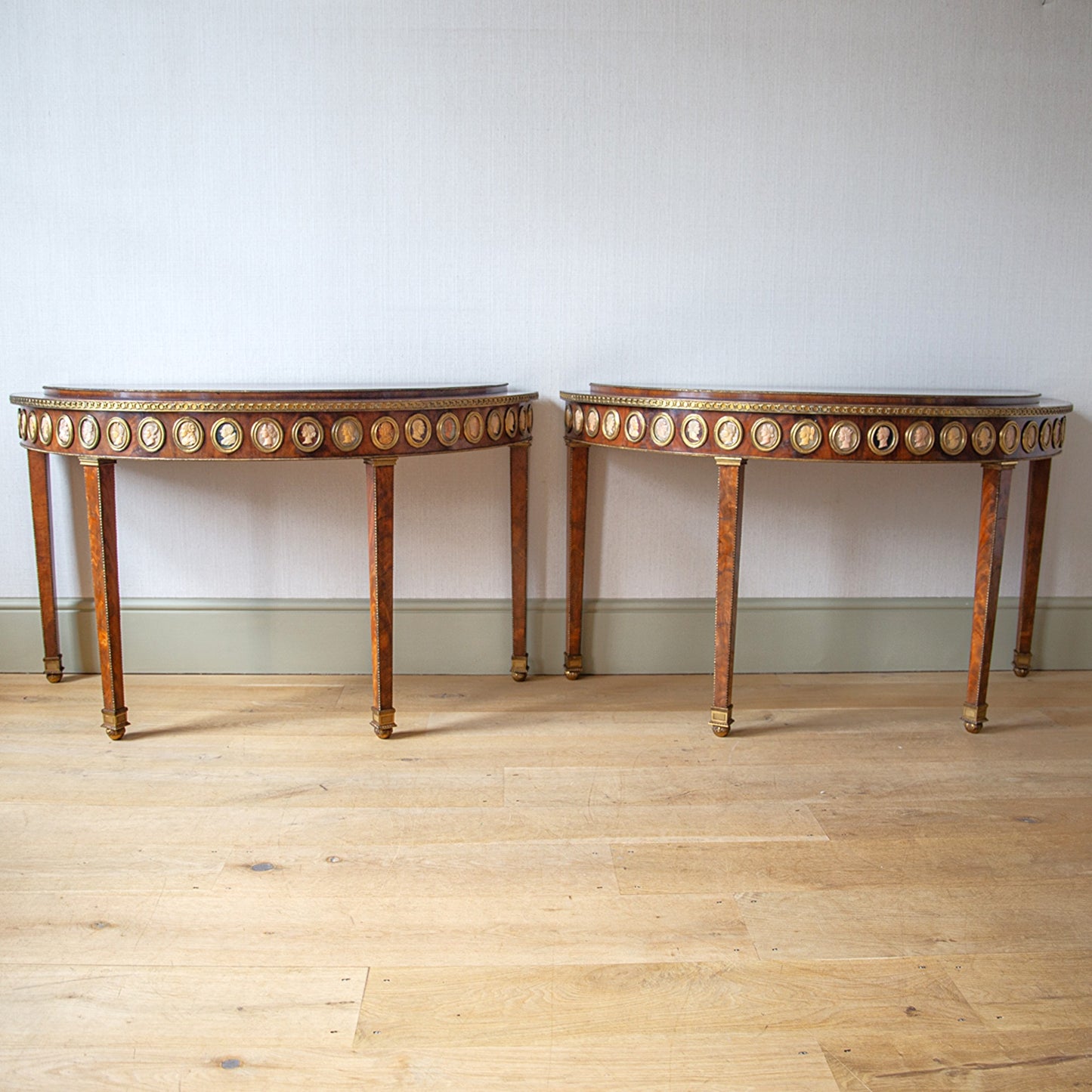 Pair of Demi-Lune Console Tables