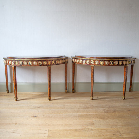 Pair of Demi-Lune Console Tables