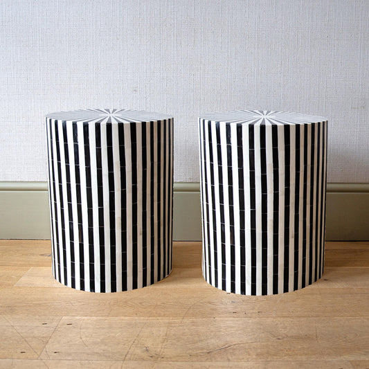 Pair of Horn and Ebonised Stools/Tables