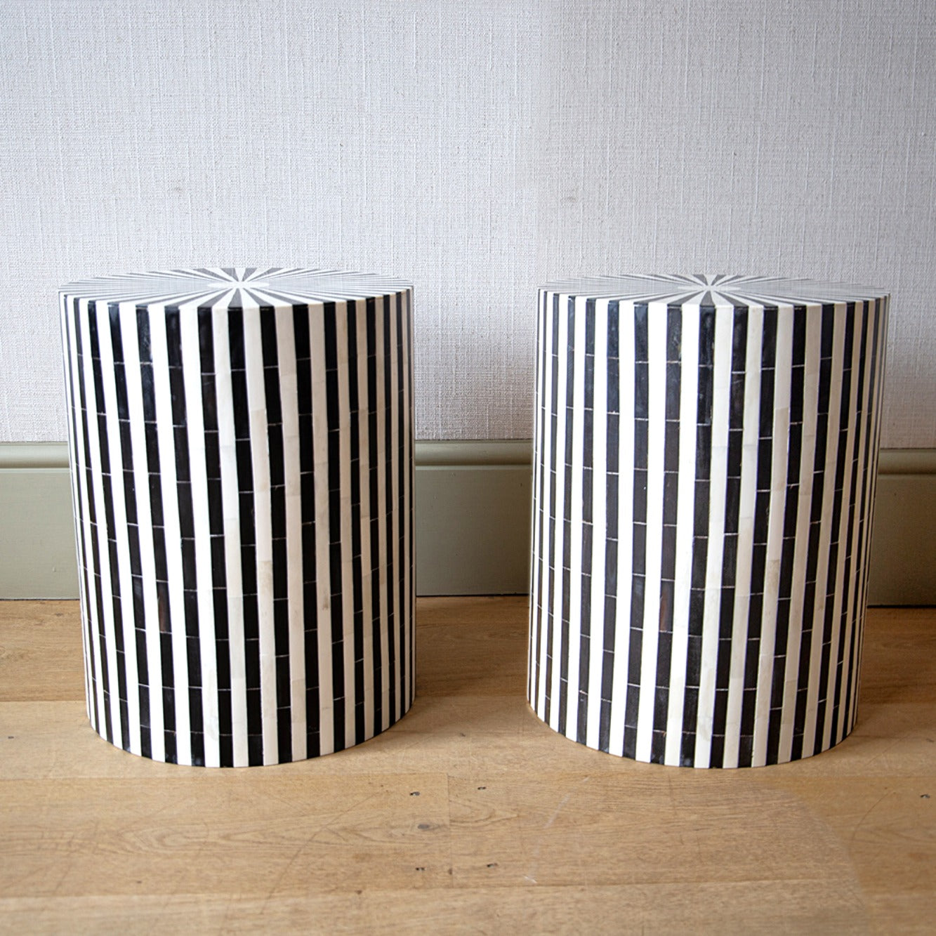 Pair of Horn and Ebonised Stools/Tables