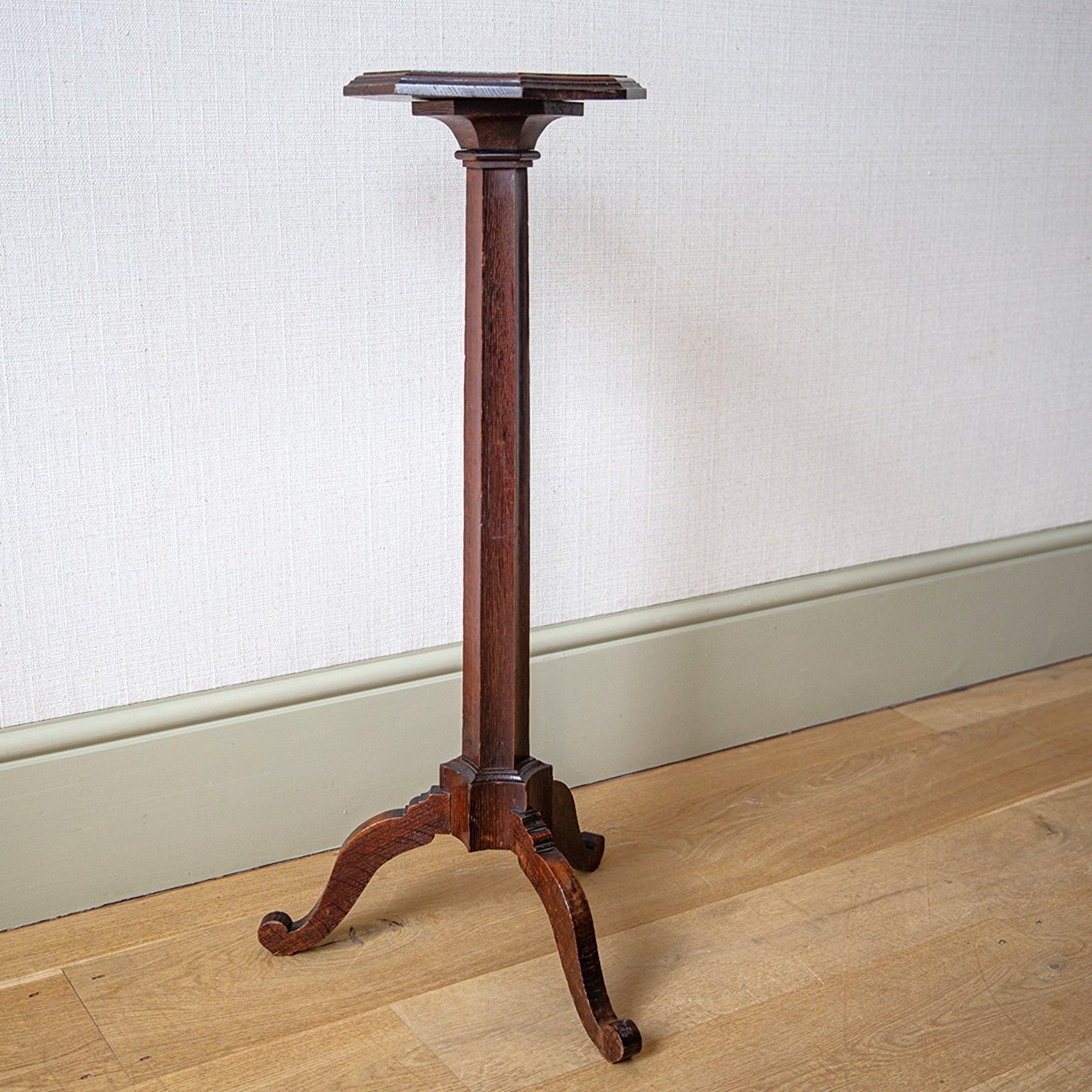 Tall Oak Tripod Table