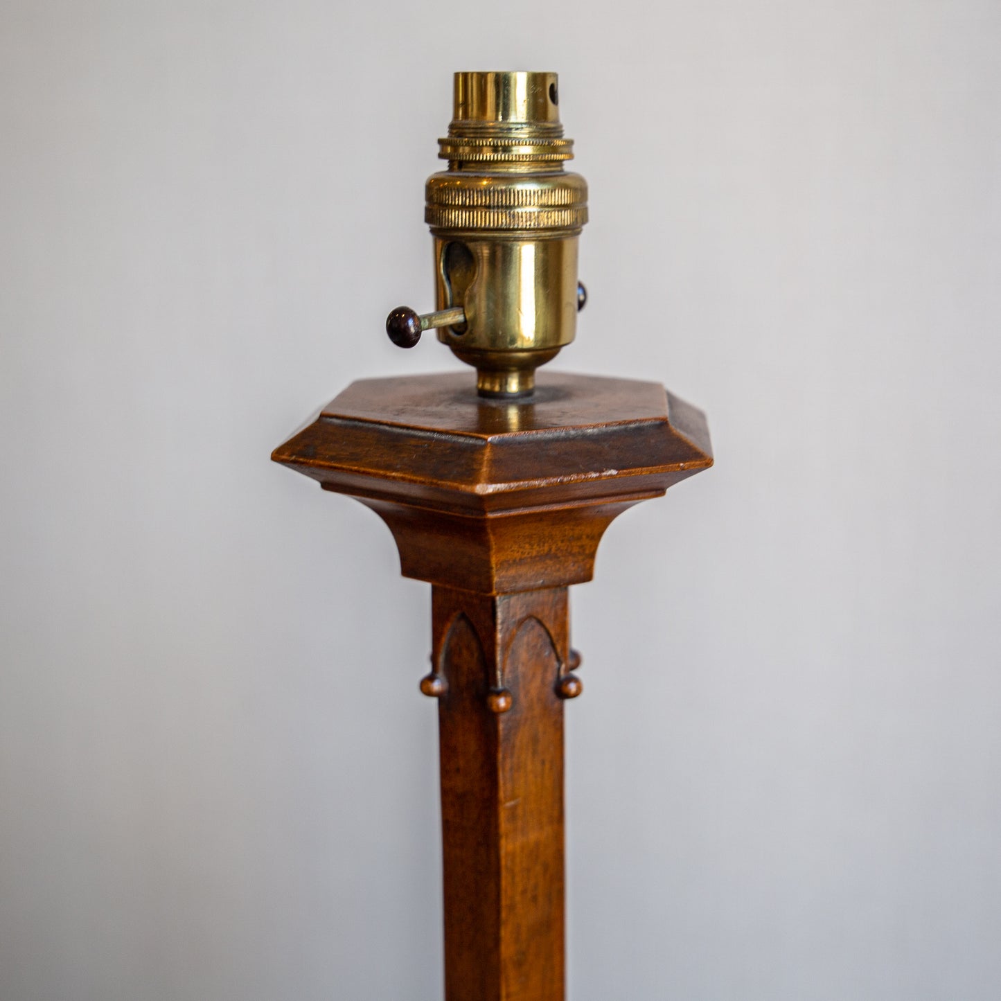 HEXAGONAL WALNUT CANDLESTICK LAMP