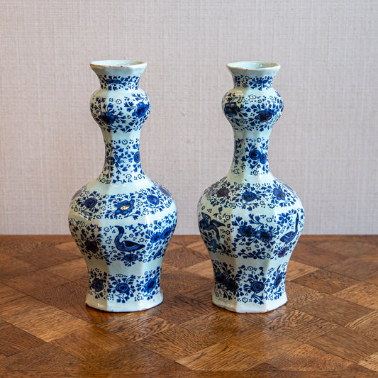 A PAIR OF CHARMING FRENCH DELFT VASES