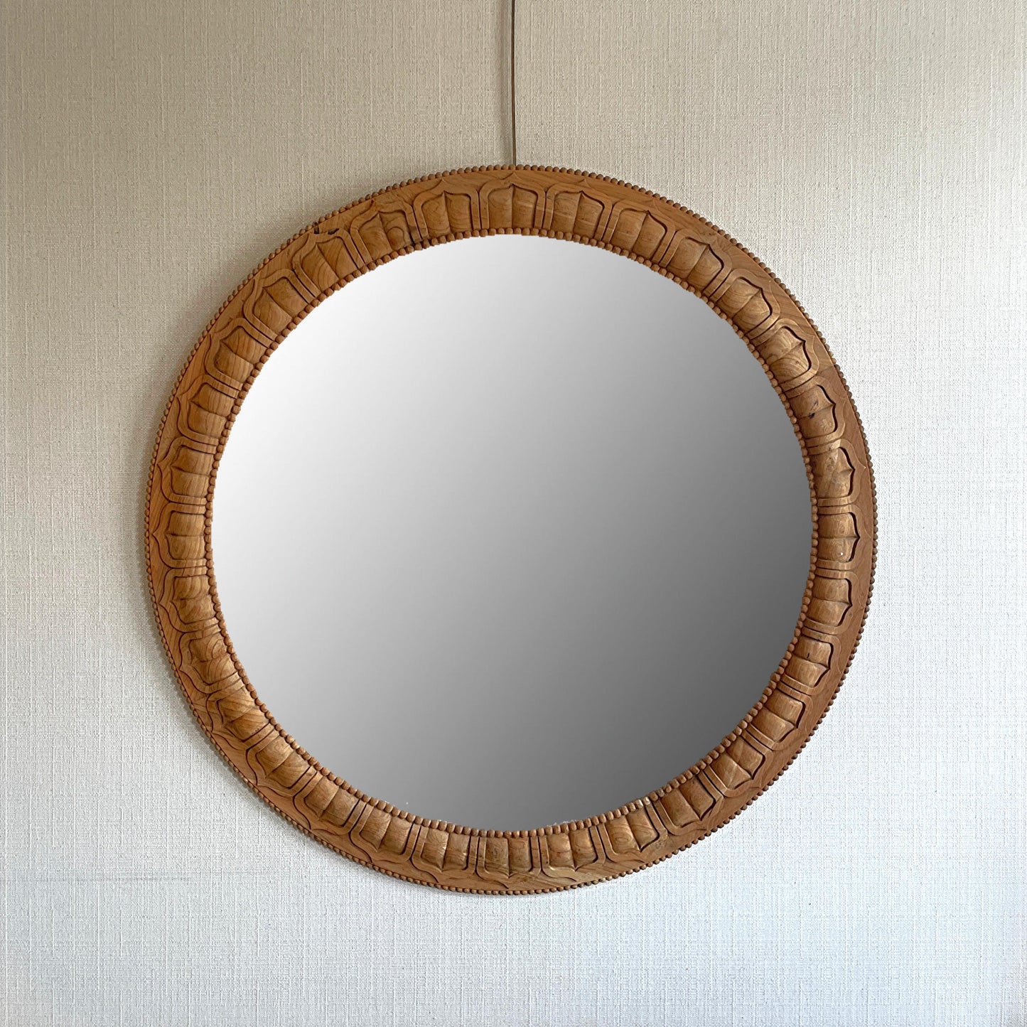 Indian Carved Round Mirror