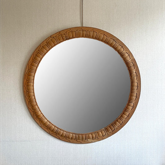Indian Carved Round Mirror