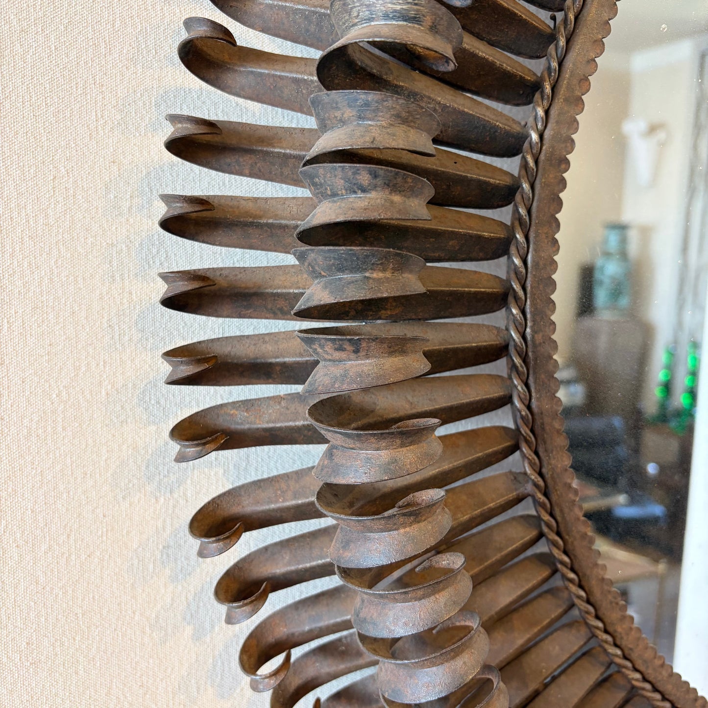 French 20th Century Iron Sunburst Mirror