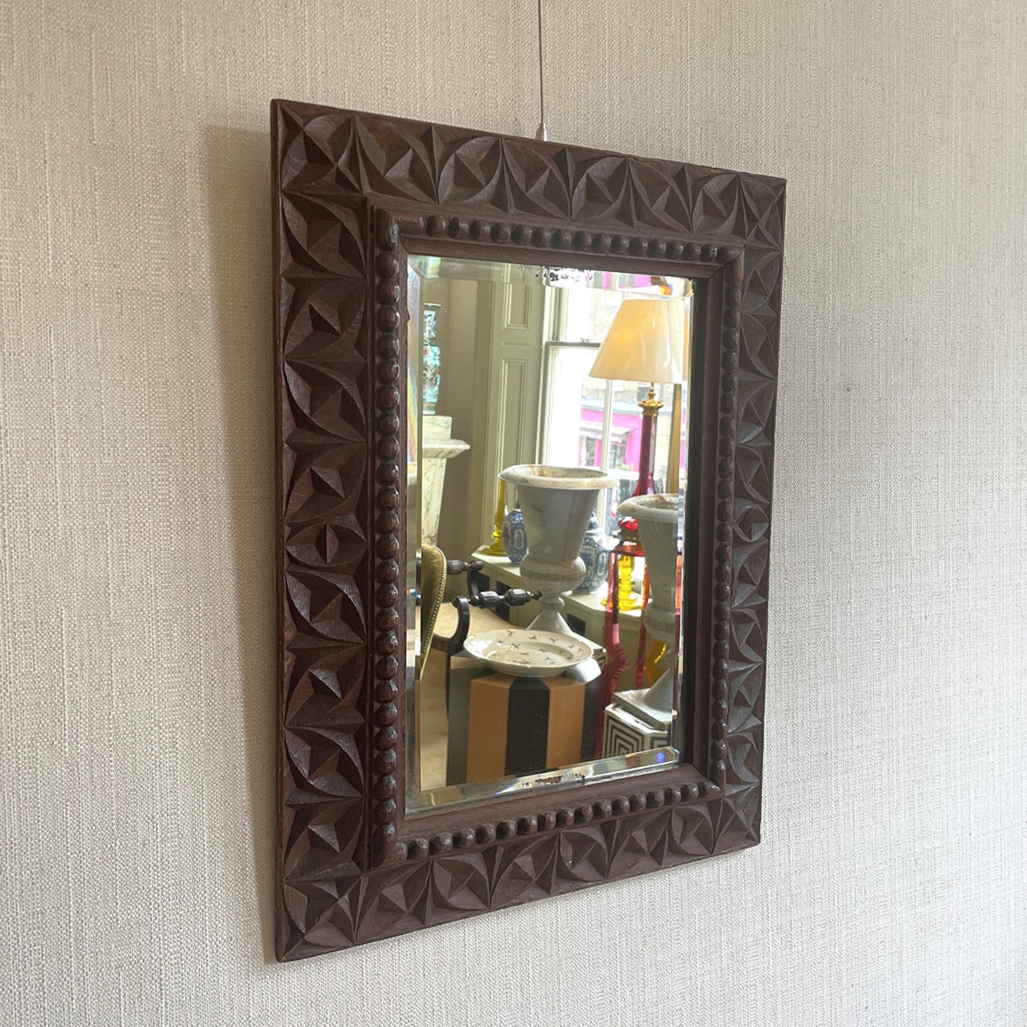 Arts and Crafts Carved Mirror