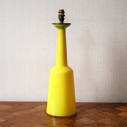 Yellow Opaline Glass Lamp by Kastrup Glass