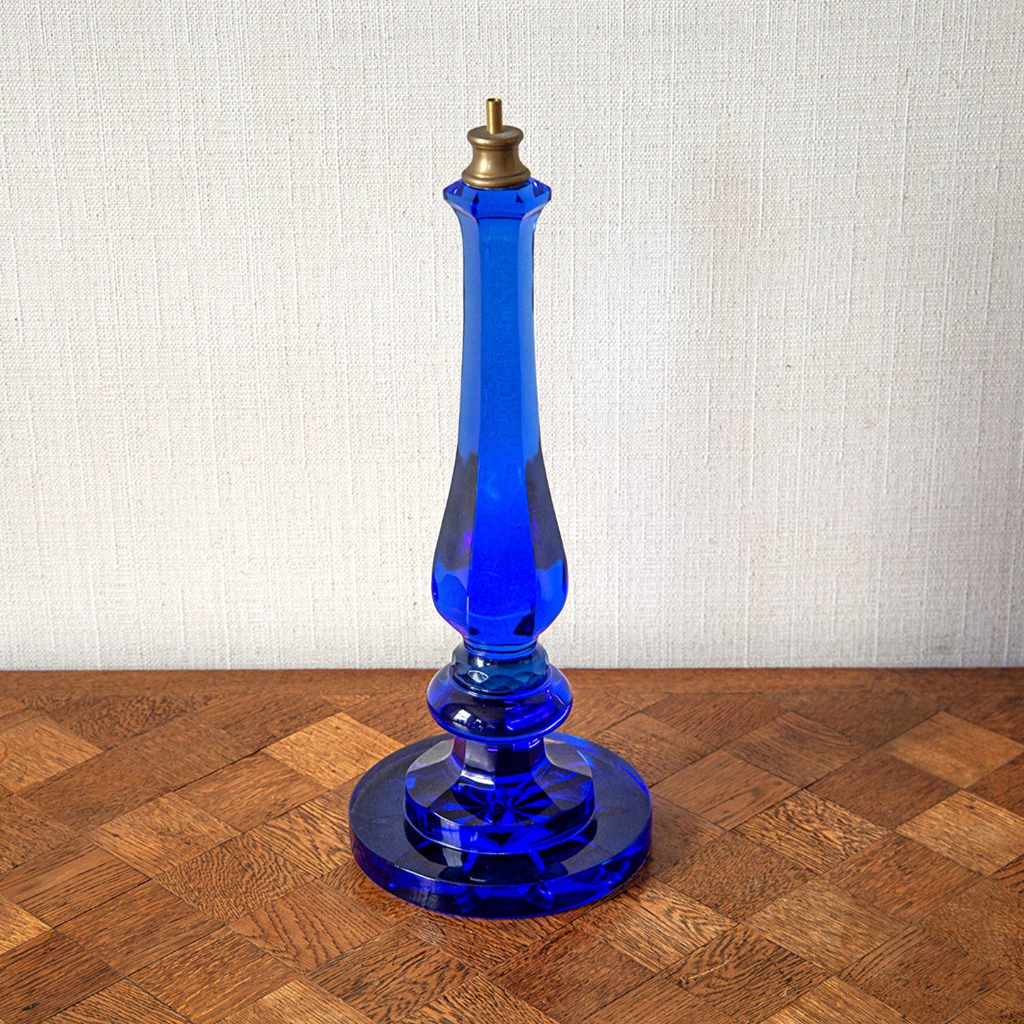 Pair of Cobalt Blue Glass Baluster Lamps