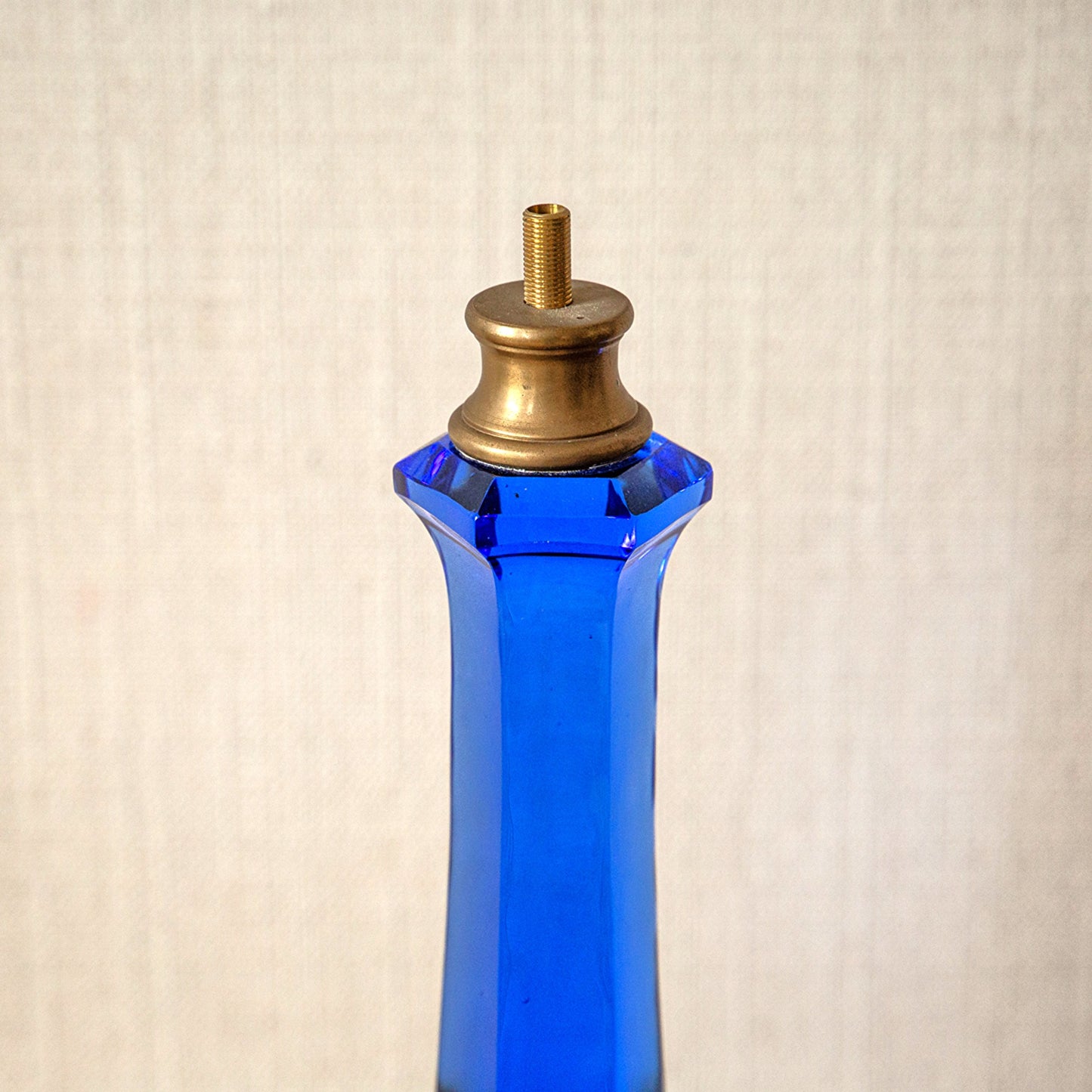 Pair of Cobalt Blue Glass Baluster Lamps