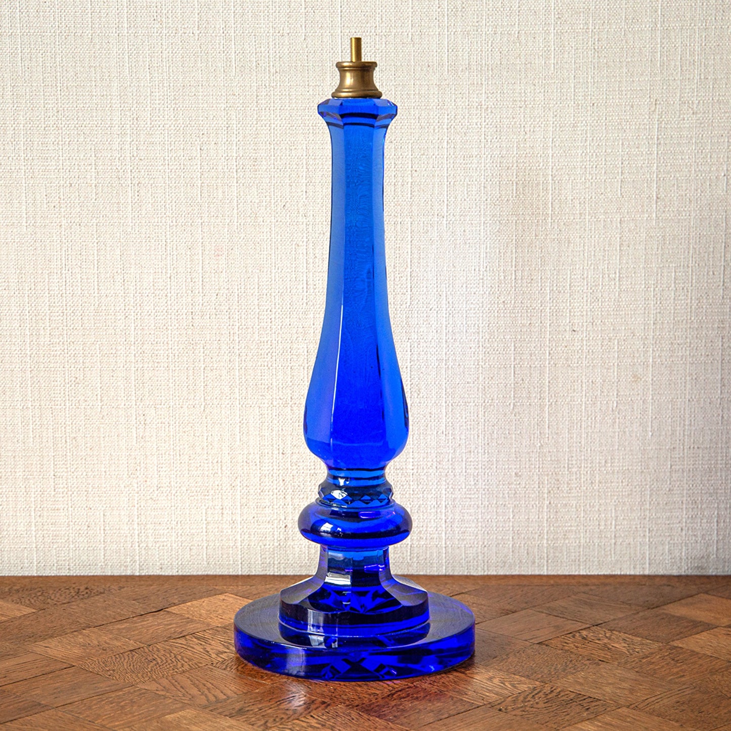 Pair of Cobalt Blue Glass Baluster Lamps