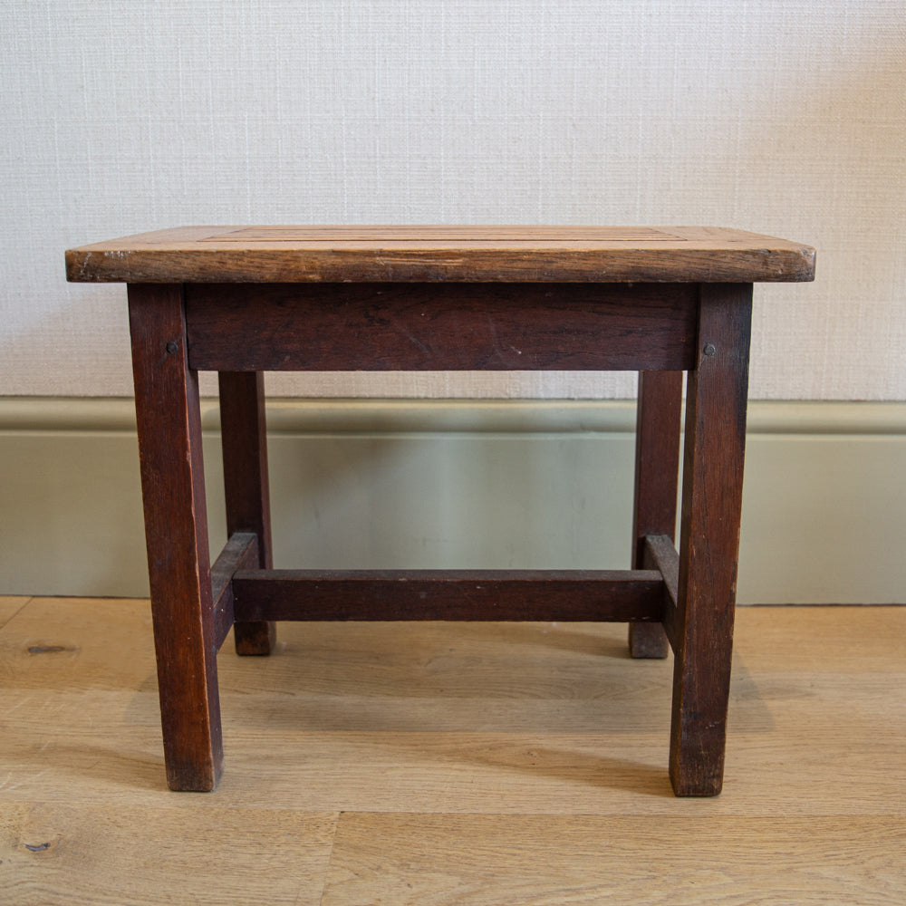 Small Reclaimed Teak Stool with Slatted Top