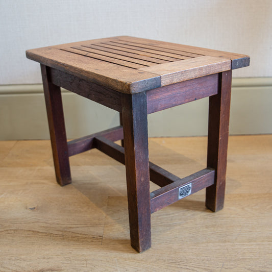 SMALL RECLAIMED OAK STOOL WITH SLATTED TOP