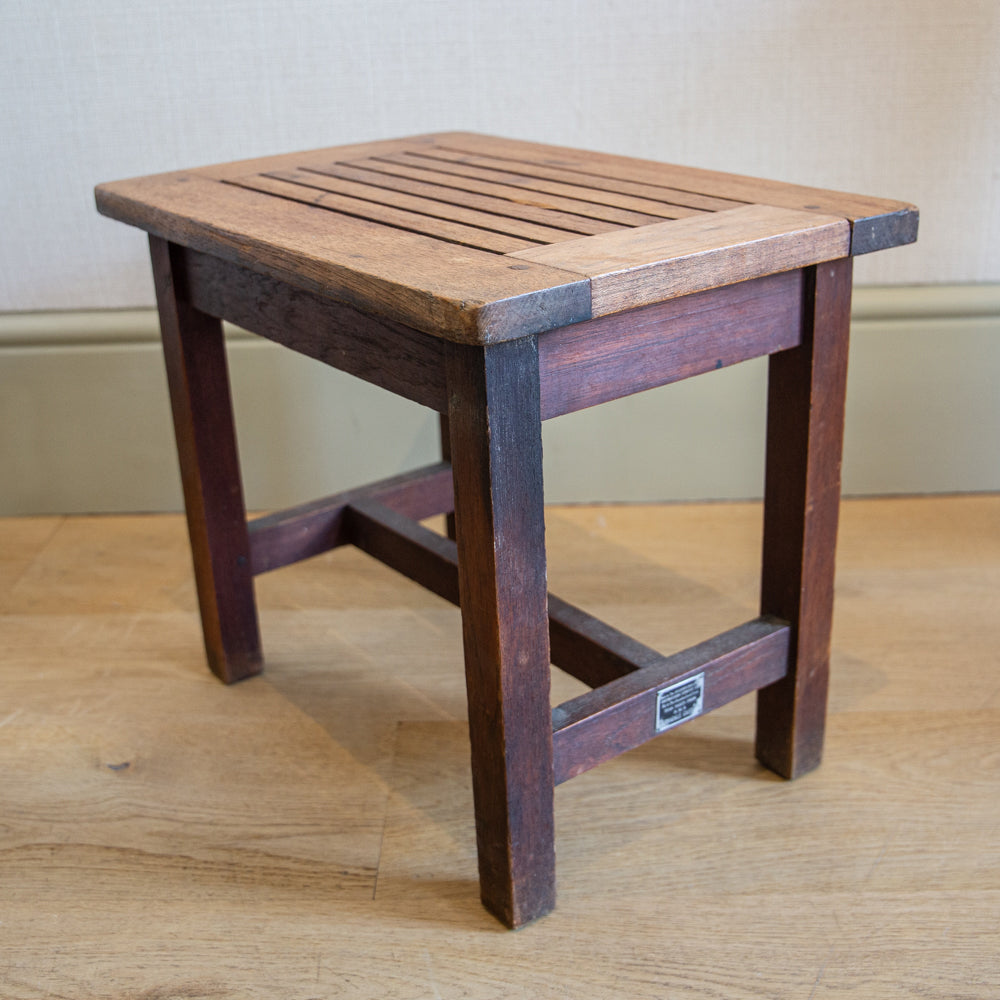 Small Reclaimed Teak Stool with Slatted Top