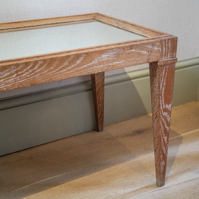 LIMED OAK COFFEE TABLE WITH MIRRORED TOP