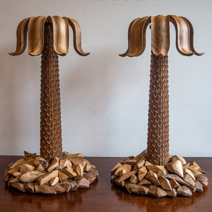 Pair of Palm Tree Candlesticks