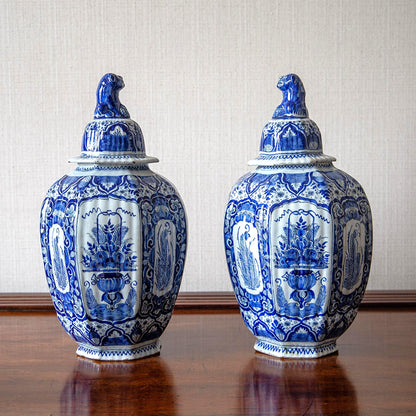 Pair of Blue and White Delft Vases