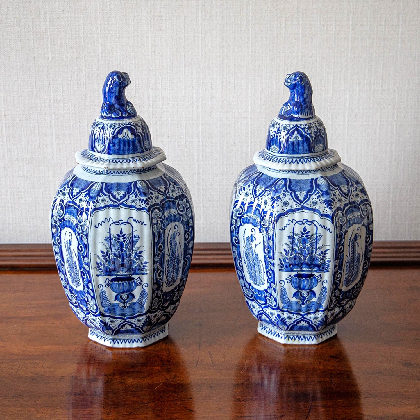 Pair of Blue and White Delft Vases
