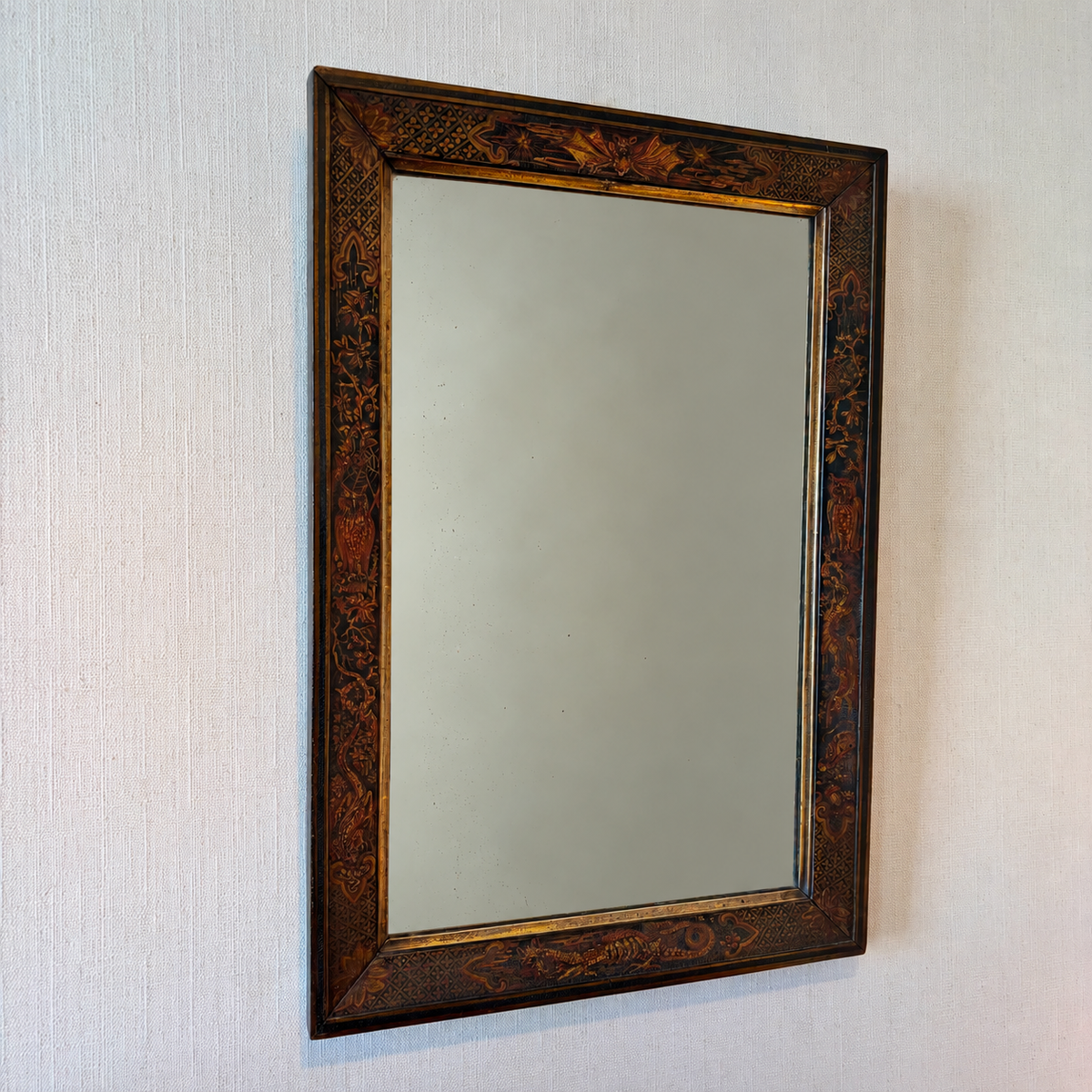 Unusual 19th Century Japanned Wall Mirror