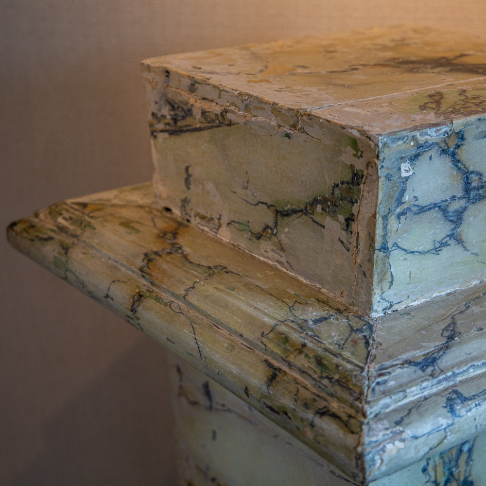 A Large Wooden Faux-Marble Pedestal