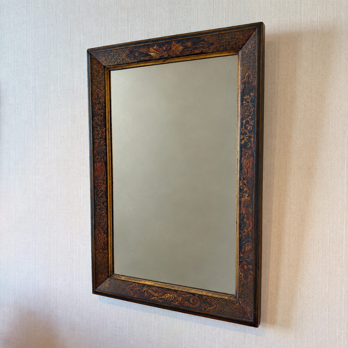 Unusual 19th Century Japanned Wall Mirror