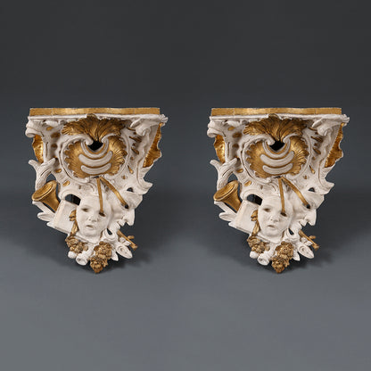 Pair of Rocco Plaster Wall Brackets