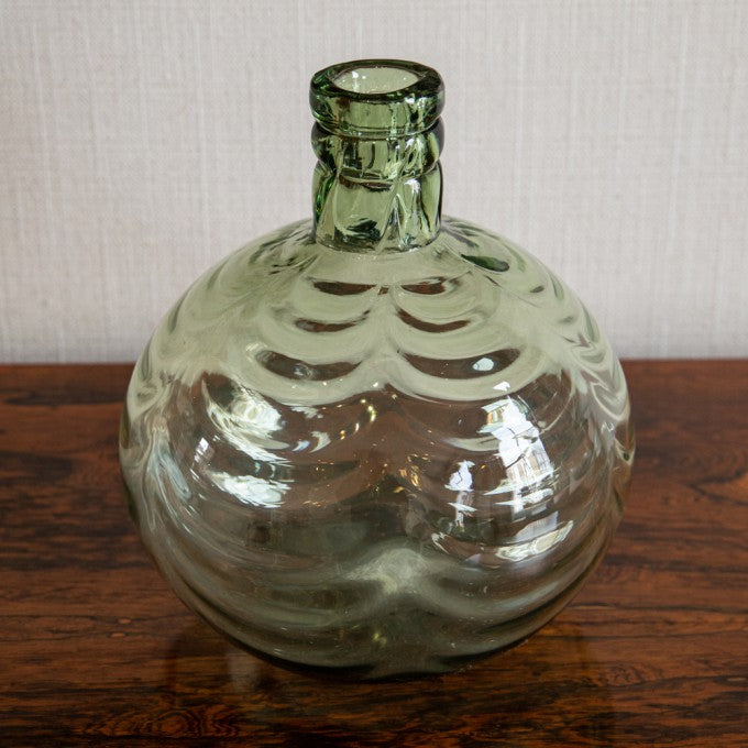 A WHITEFRIARS GREEN GLASS TABLE LAMP BASE