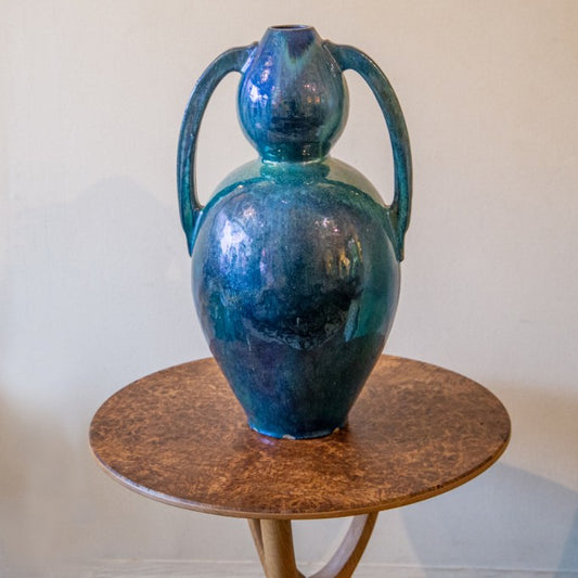 A LARGE DOUBLE-GOURD TURQUOISE VASE BY ALPHONSE CYTERE