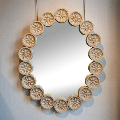 Oval Mirror with Carved Roundels